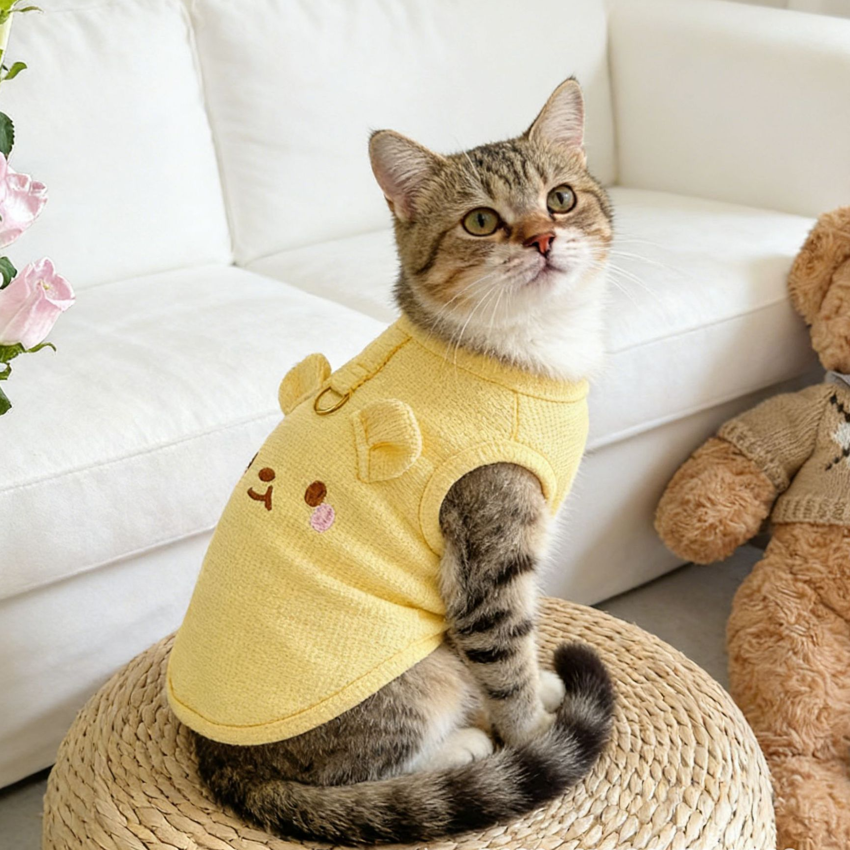 Lightweight summer cat vest with animal print, available in 3 colours, image 4