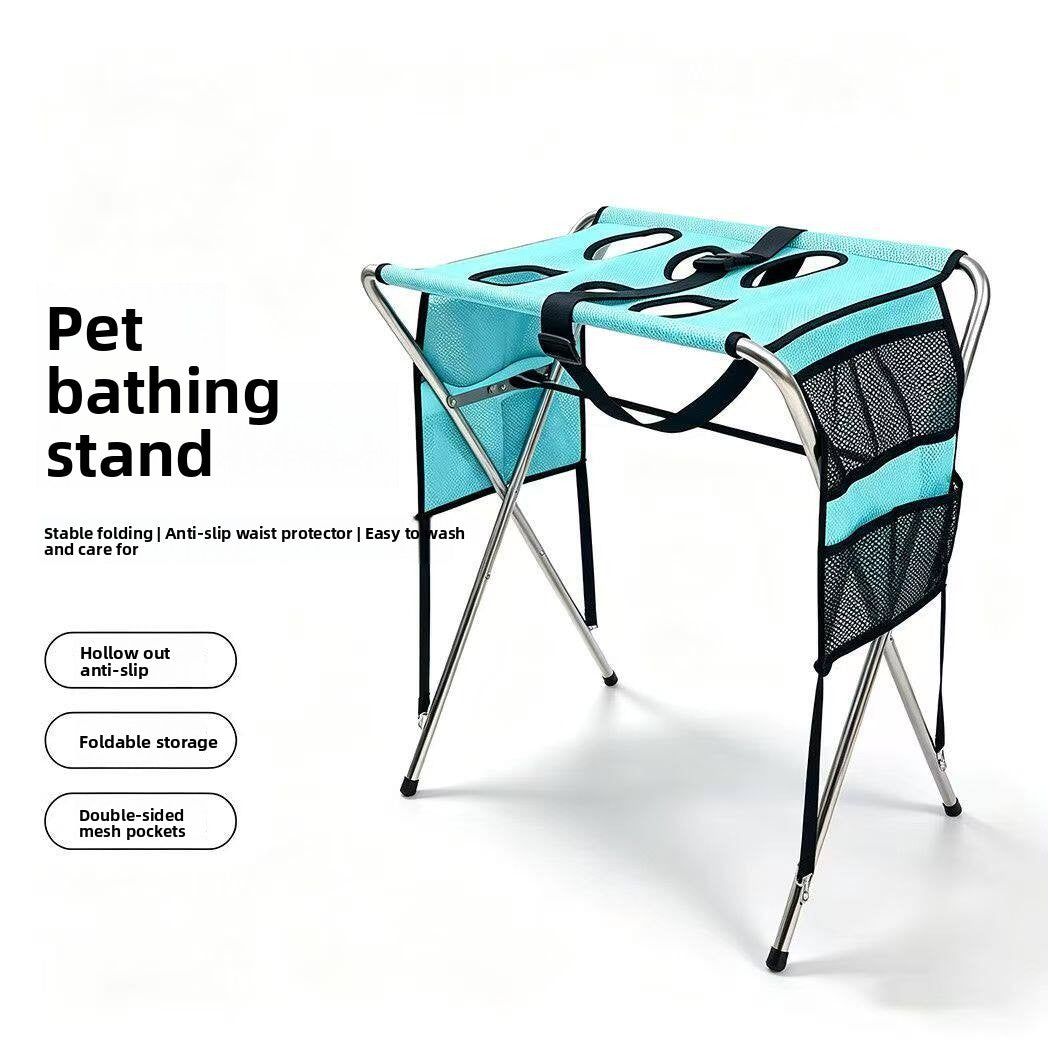 Foldable Dog Grooming Table with Mesh Top and Non-Slip Feet