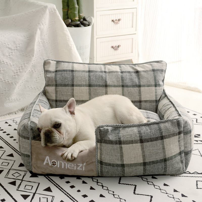 Check pattern pet nest bed with removable washable cover, photo 1 of 77
