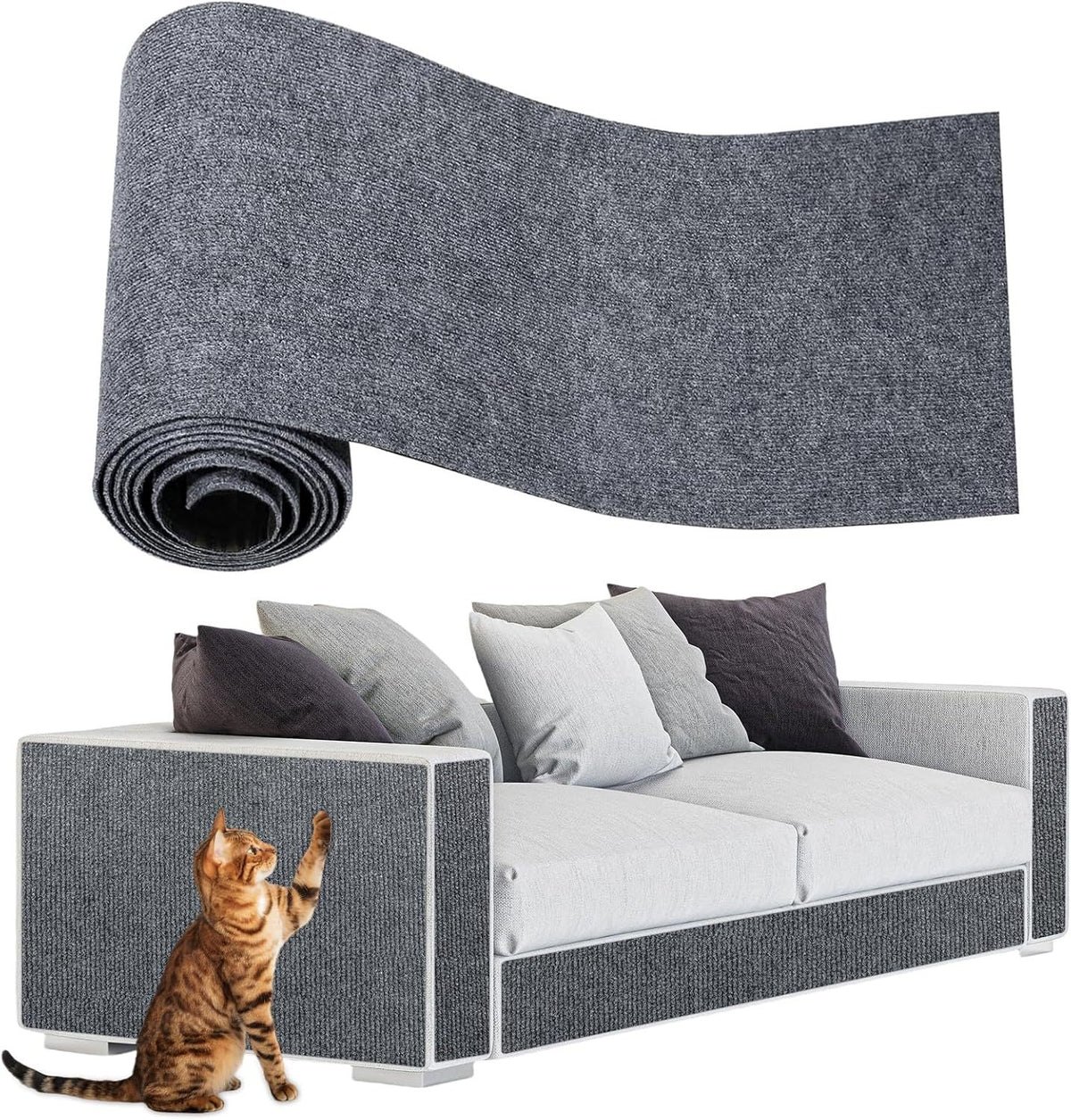 Light grey self-adhesive cat scratching mat for walls, photo 11