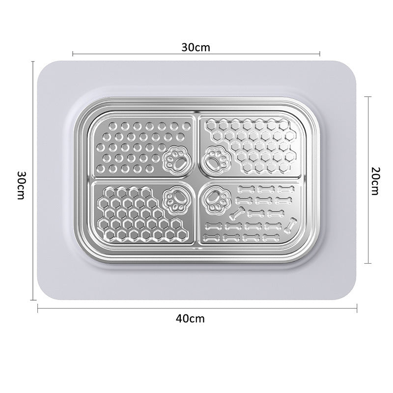 304 Stainless Steel Pet Licking Dish with Silicone Mat and Spatula for Wet Food