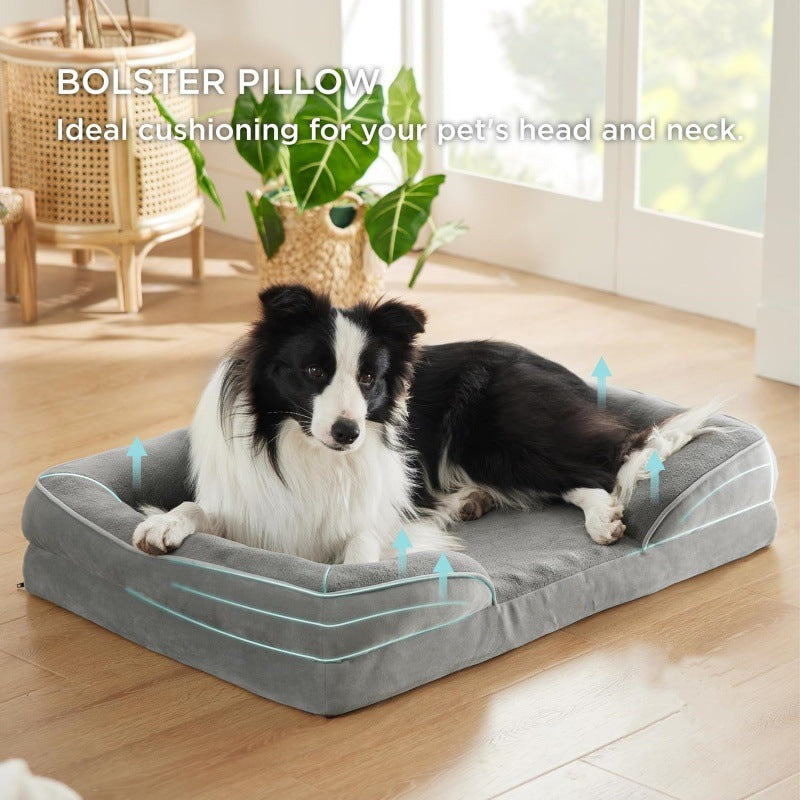 Comfortable sponge pet bed in dark grey for dogs