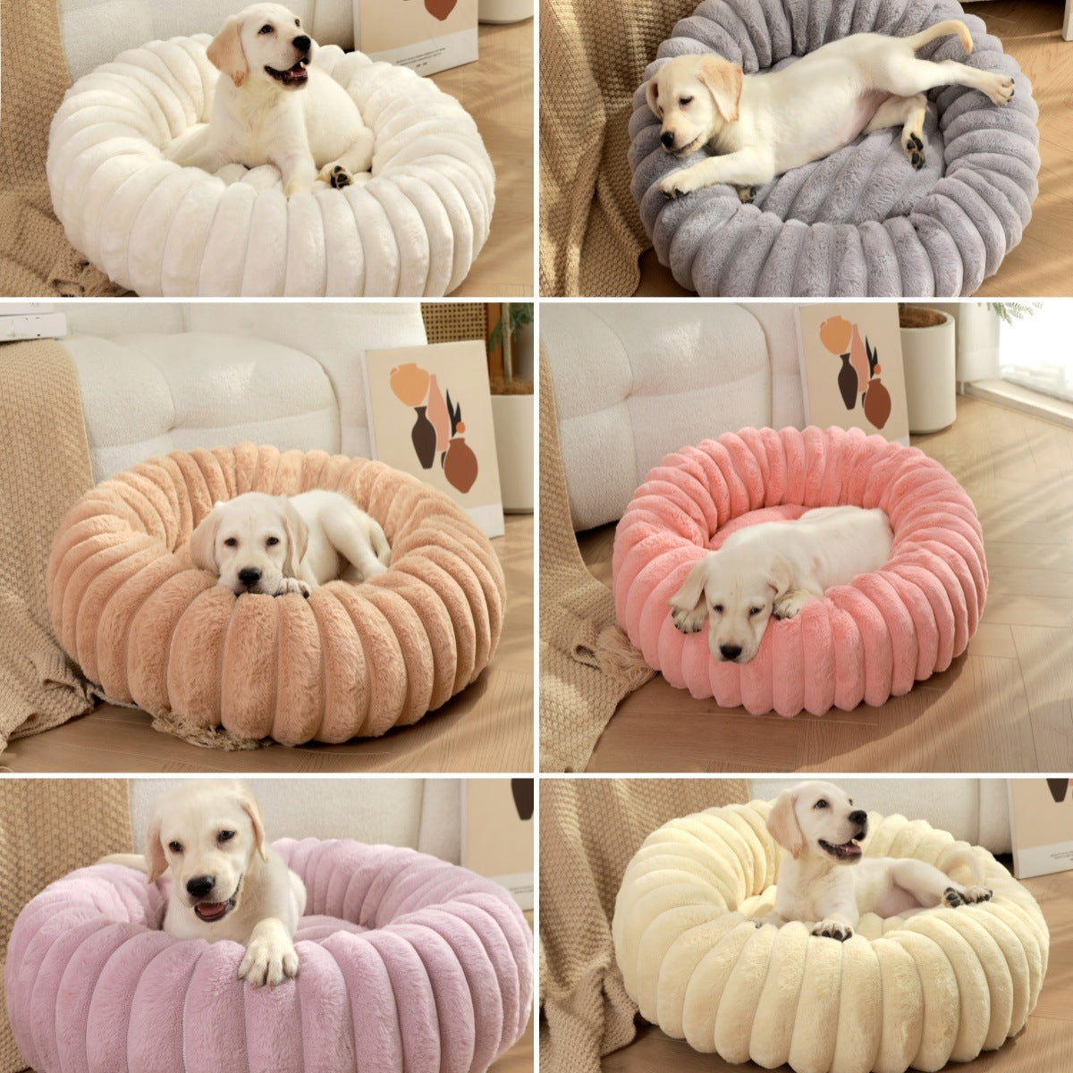Plush round faux fur pet nest for cats, photo 3 of 80