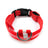 Light up LED dog collar glowing red with reflective strip