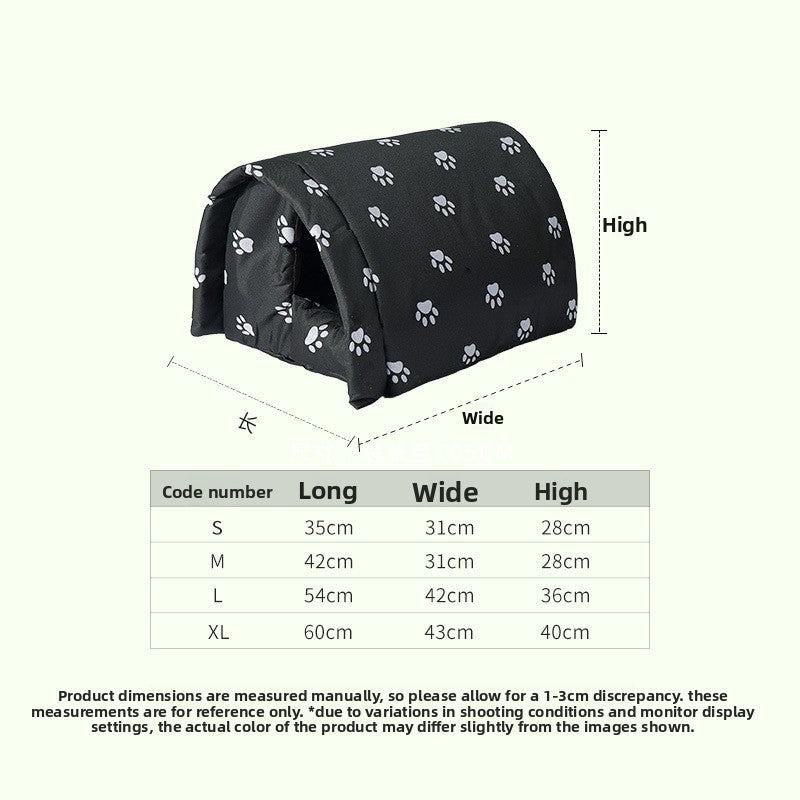 Black insulated Oxford cloth outdoor cat shelter, medium size, view 8