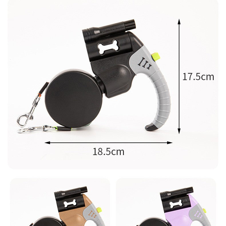Retractable double dog lead with LED light, available from Pet Royale UK