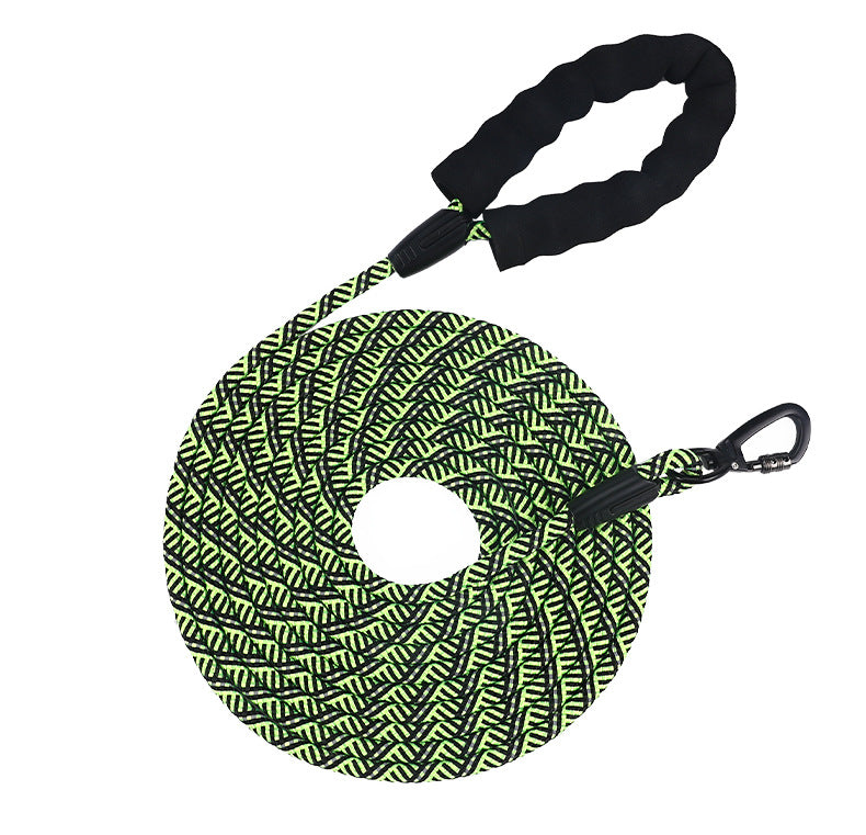 Reflective nylon dog lead for walks and tracking, 5 sizes available