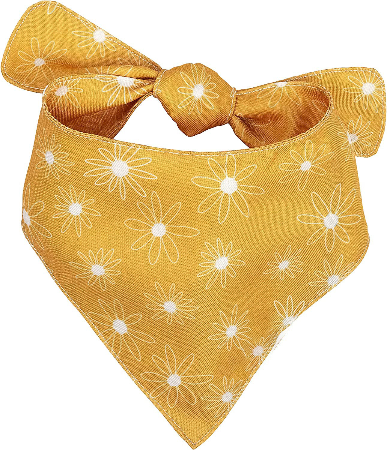 Reversible polyester dog bandana in fun prints in Fruit, showing size and shape