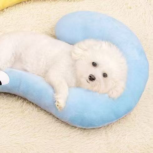 Blue pet pillow mat with question mark pattern on white background - photo 9