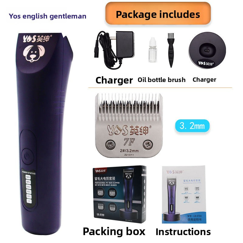 Rechargeable Cordless Pet Grooming Clipper with Four Interchangeable Cutter Heads