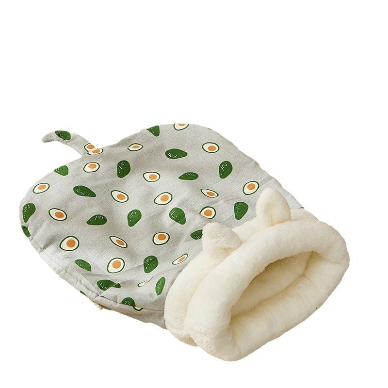 Semi-enclosed cat sleeping bag bed with fun animal print, product image 5