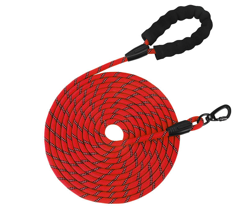 Reflective nylon dog lead for walks and tracking, 5 sizes available