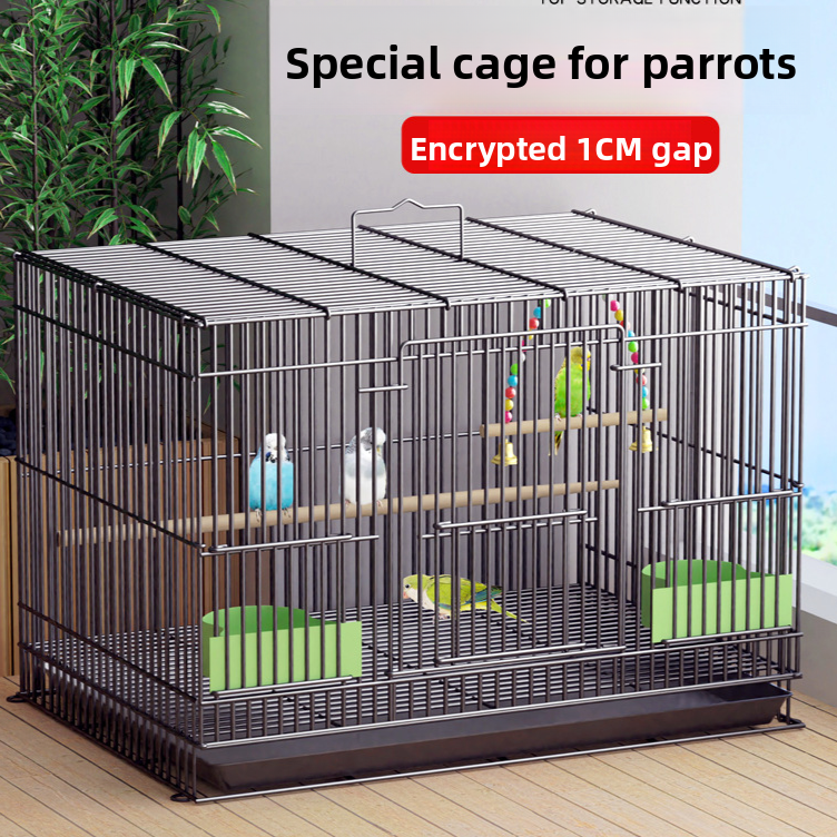 Iron bird cage for budgies and cockatiels in black or white, view 3