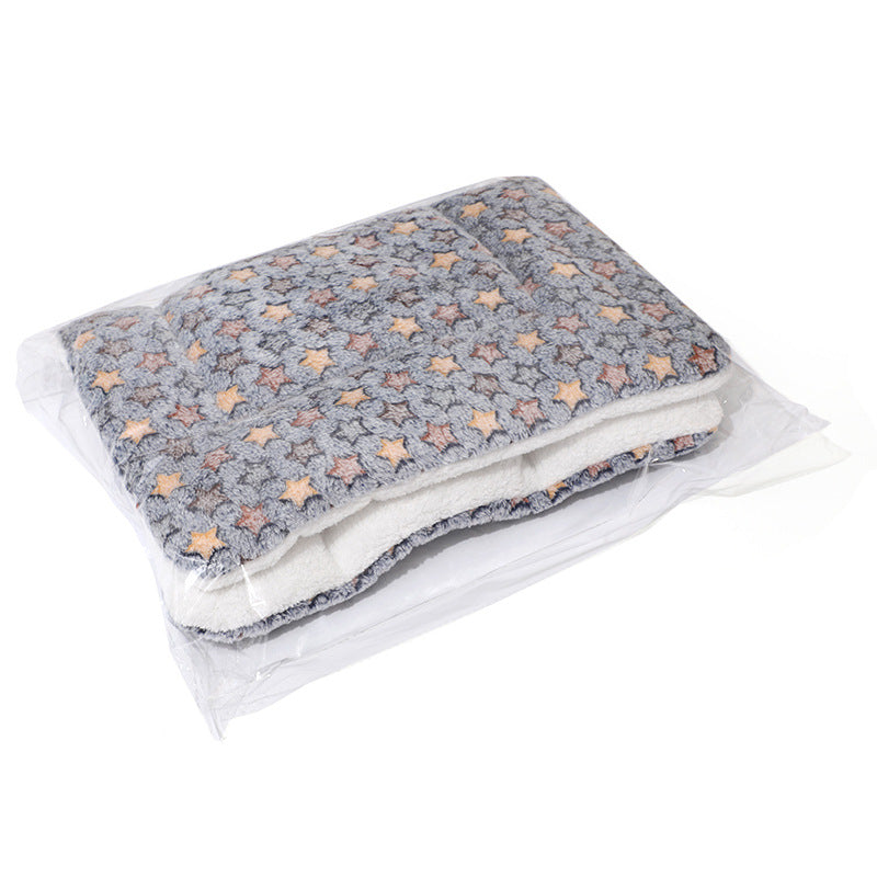 Thick padded pet mat cushion with print in Blue Stars Bagged, size 49 x 32cm