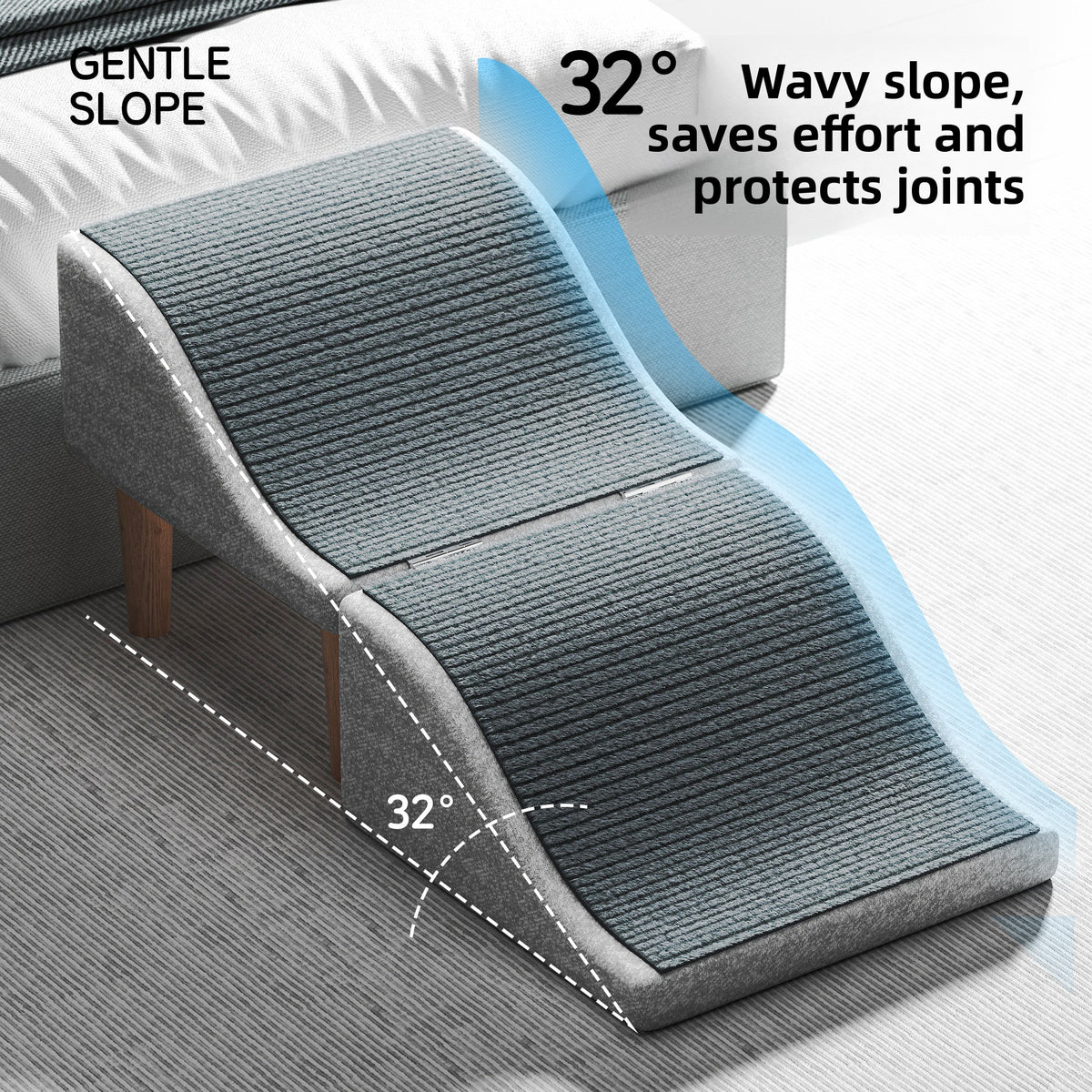 Foldable Two-Tier Dog Bunk Bed with Non-Slip Ramp