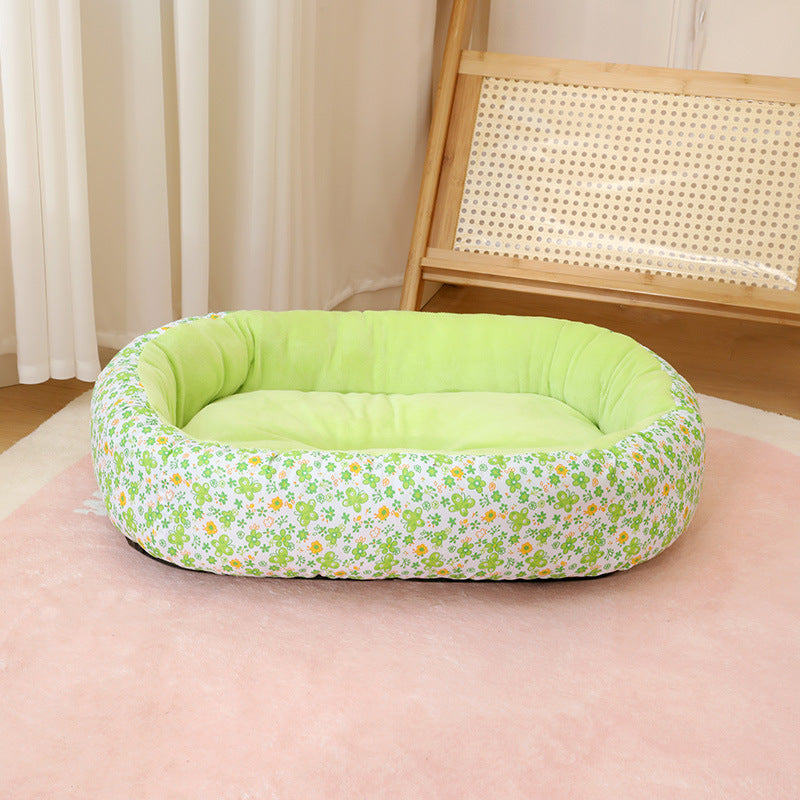 Pink floral soft pet bed for small dogs and cats, photo 7