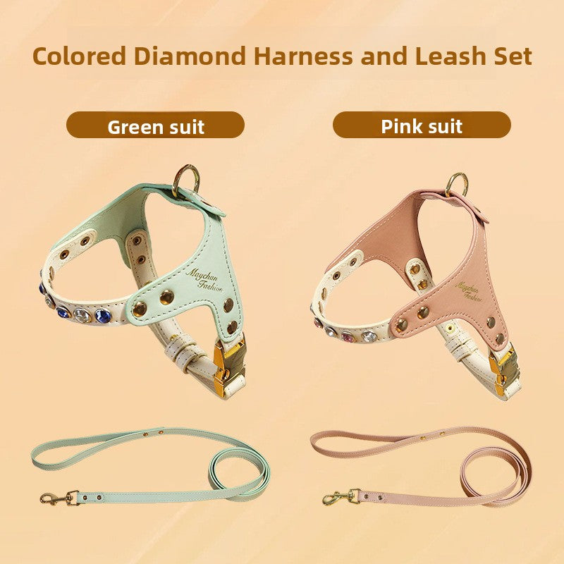 PU leather small dog harness and lead set in 4 colour options