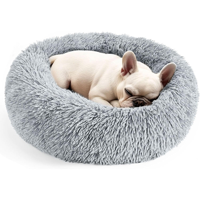 Tie Dye Round Plush Pet Bed for Cats and Small Dogs