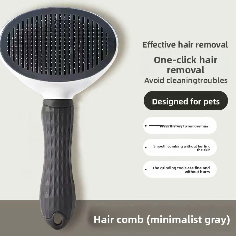 Press-to-Release Self-Cleaning Pet Comb with Protective Beads