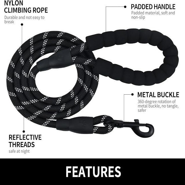 Reflective nylon rope dog lead, ideal for everyday use