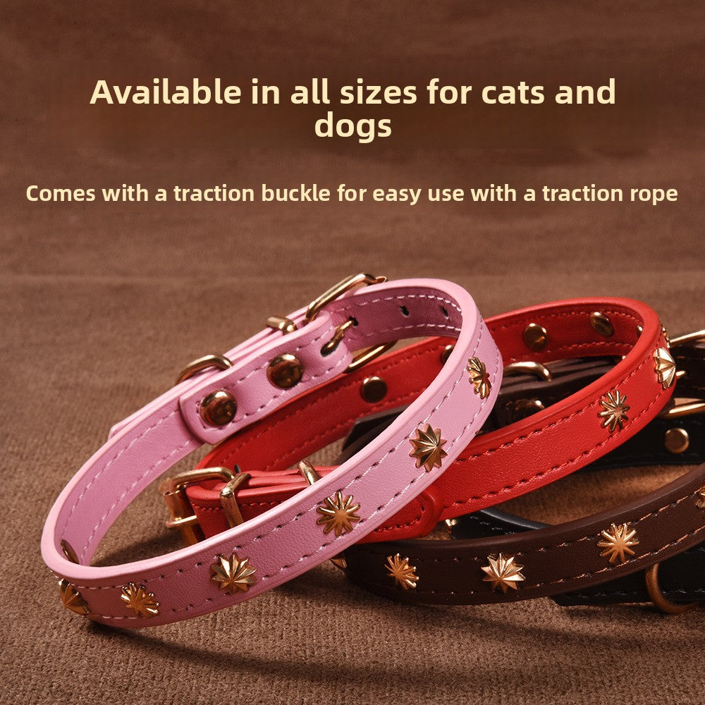 Cartoon PU leather pet collar in 4 colour options