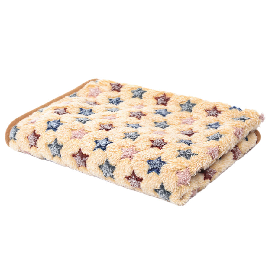 Coral fleece pet blanket with print in Brown Star, size 40 x 60cm