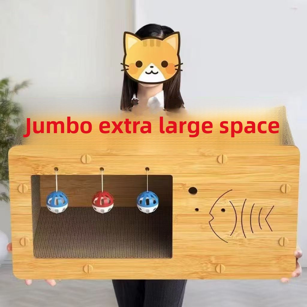 Double layer corrugated cardboard cat scratcher house and lounger, photo 4