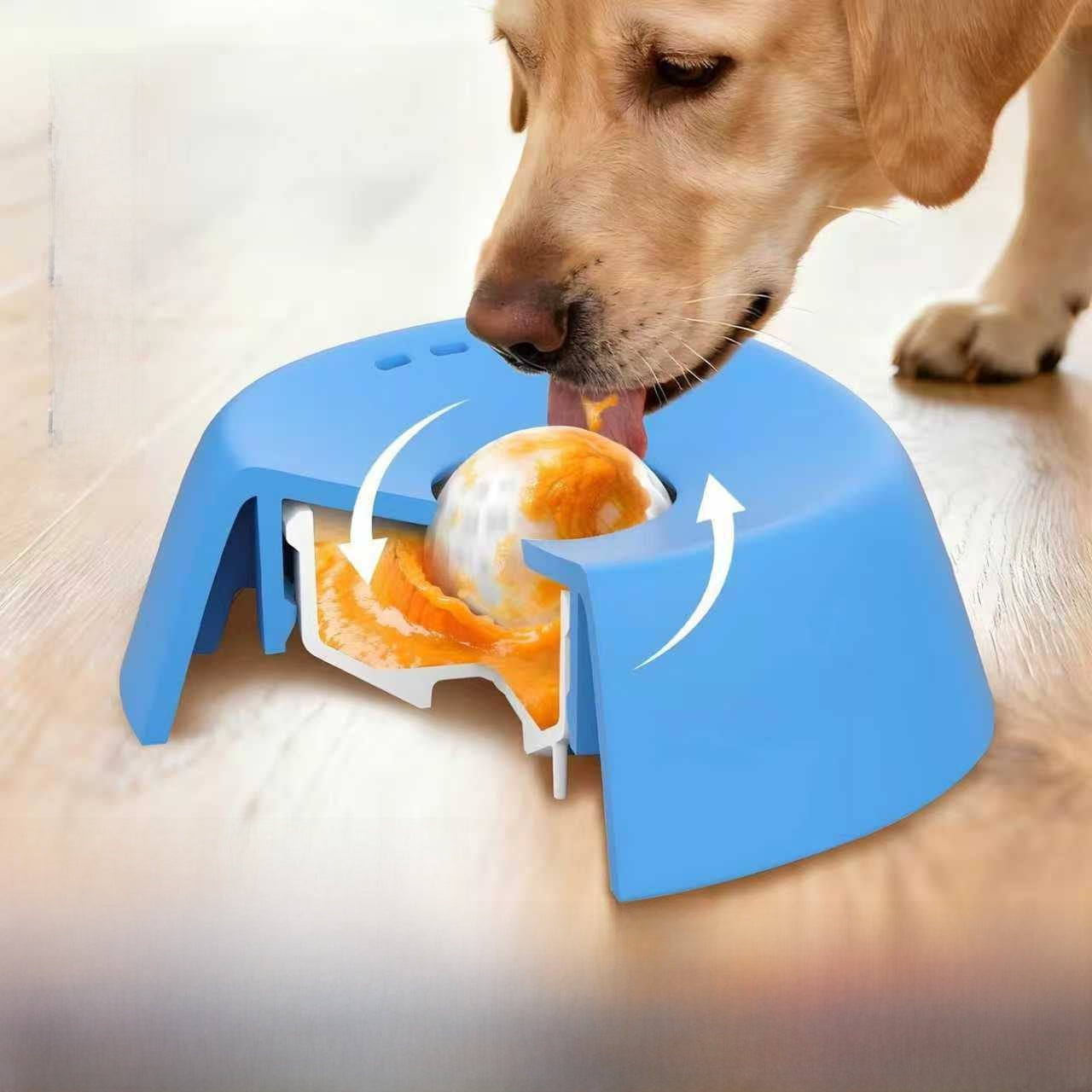 Slow Feeding Pet Lick Bowl with Non-Slip Spherical Base and Interactive Licking Ball