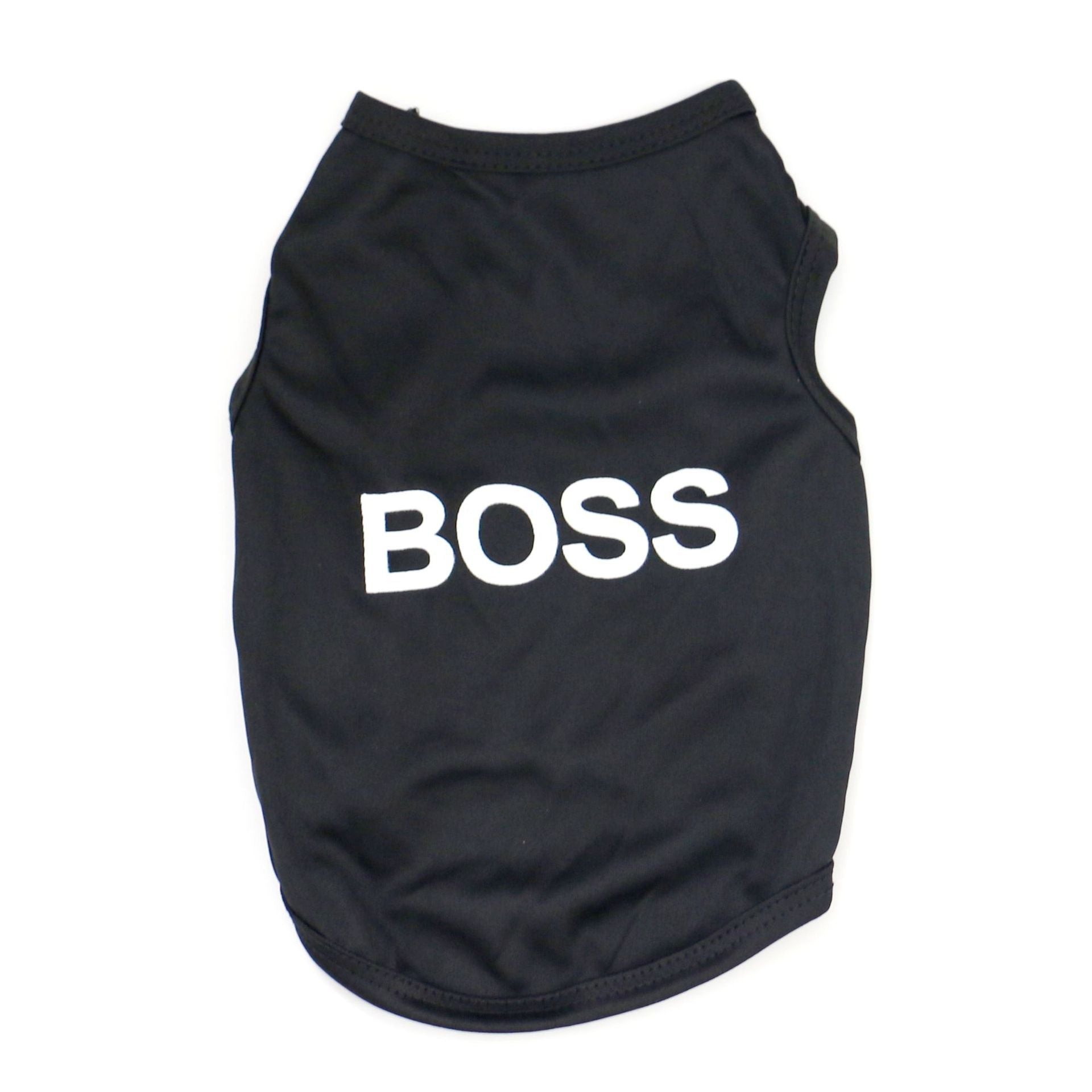 Lightweight printed dog vest T-shirt in polyester in Black Skull Print, top view