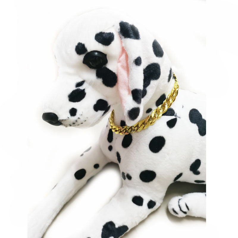 Chain link style dog collar with shiny metallic finish, product image 2