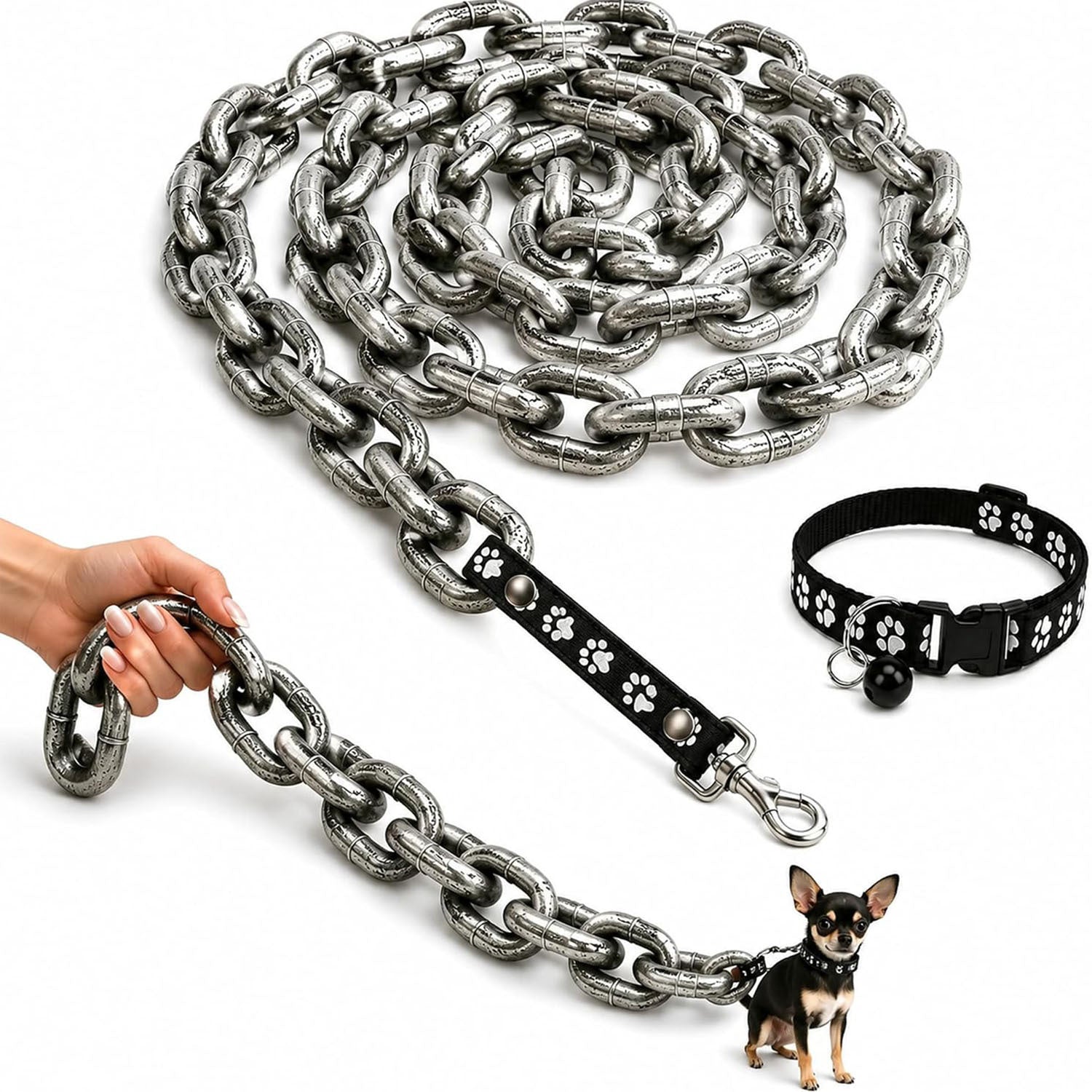 Novelty giant chain look pet lead, ideal for photos and calm strolls