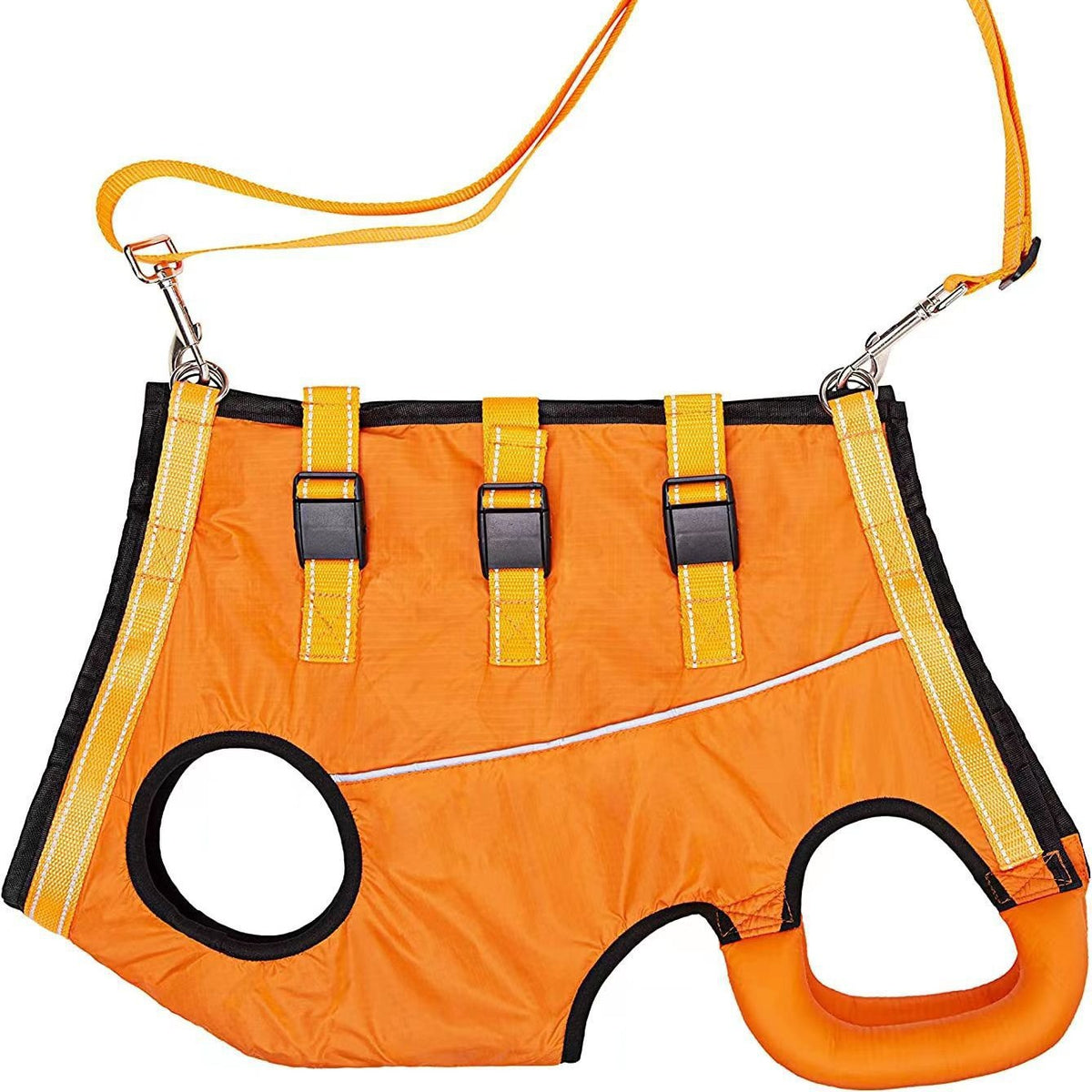 Orange hind leg support sling with handle for senior dogs, product image 1