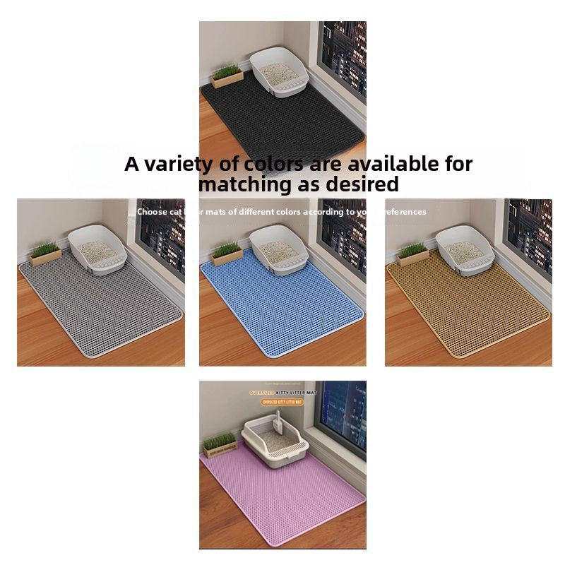 Washable Double Layer Cat Litter Mat, Anti-Splash and Anti-Tracking