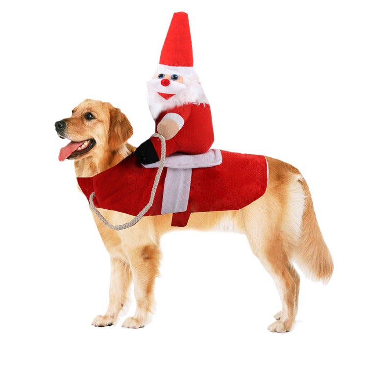 Christmas costume for medium and large dogs in Brown Rider Costume, showing size and shape