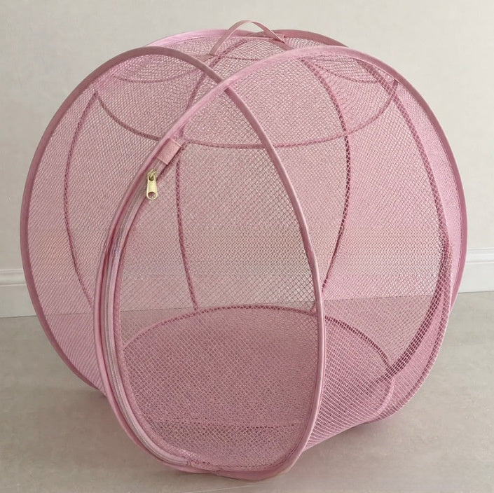 Rolling mesh cat playpen on wheels, further angle view