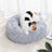 Light grey round plush pet bed with deep nest shape, photo 7
