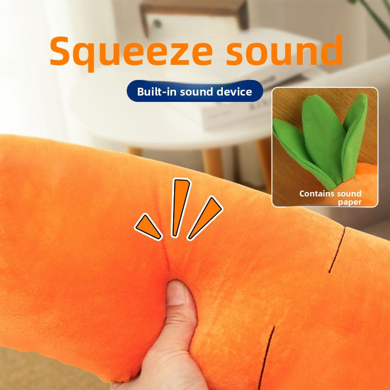Plush carrot dog toy with crinkle leaves, photo 3 of 6