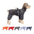 Waterproof four-leg dog raincoat with reflective strips in Laser Grey, showing size and shape