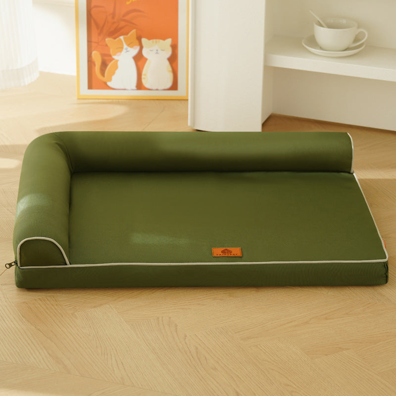 Corner sofa dog bed with removable cover, further angle view