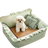 Square green washable dog bed with cooling bean mat, photo 23