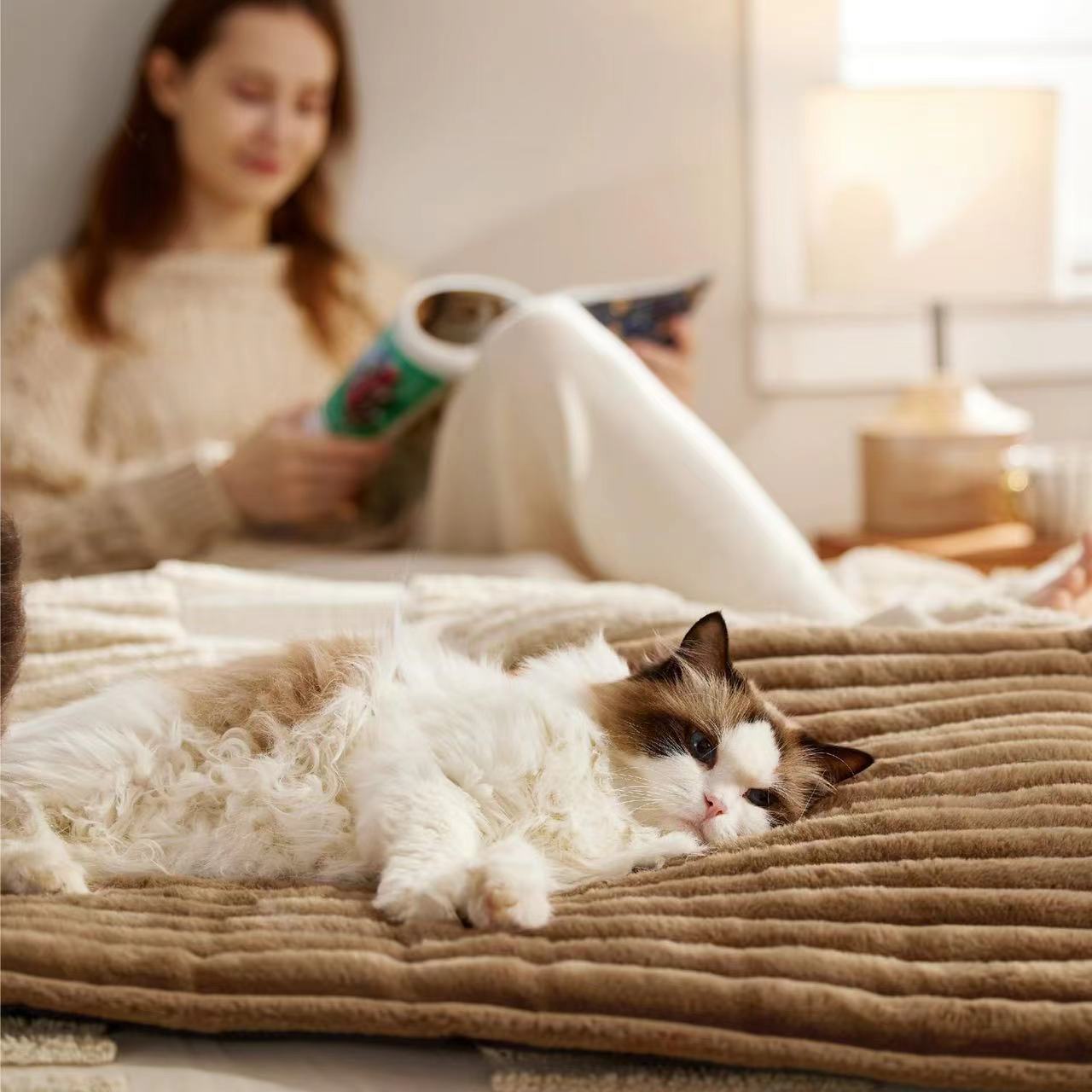 Velvet Pet Kennel Bed for Winter, Soft Plush Dogs and Cats