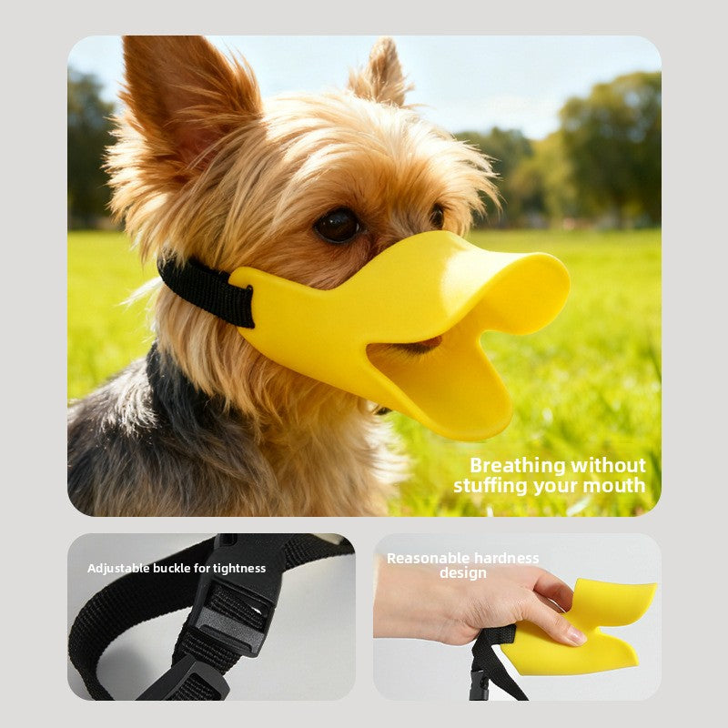 Adjustable duckbill dog muzzle in breathable plastic for small dogs, view 1