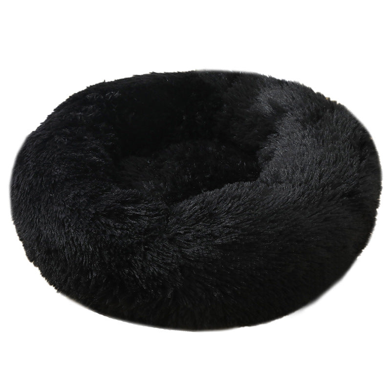 Light grey round deep sleep pet bed with soft plush, photo 26