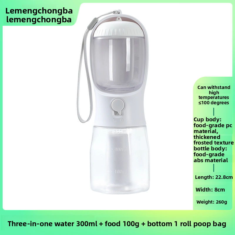 2-in-1 Portable Pet Water Bottle and Food Container for Walks, Leak-Proof Design