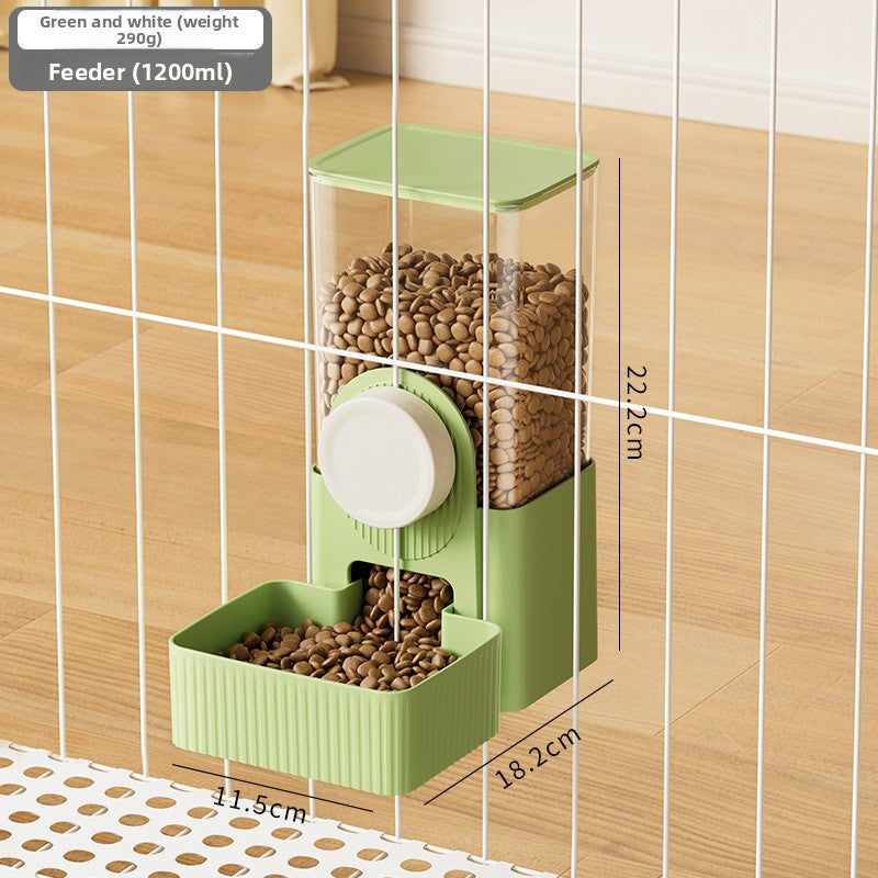 Hanging gravity pet feeder and water dispenser for cages in two tone colours, view 14
