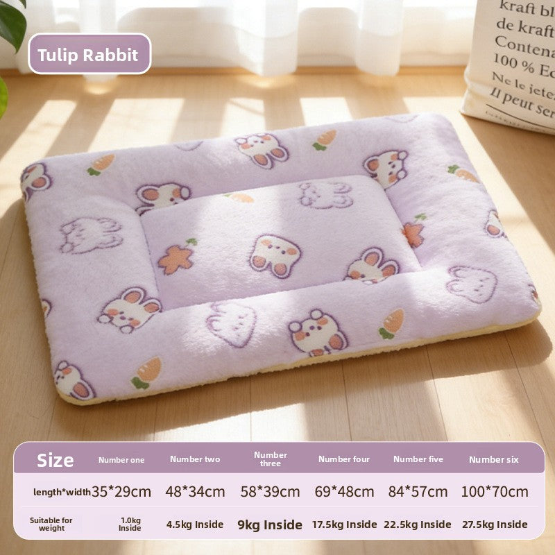 Thick plush pet sleeping mat with brown bear print, view 45