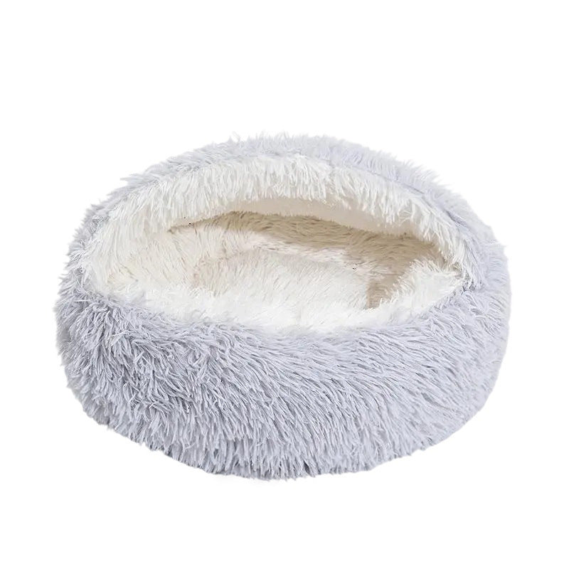 Semi-enclosed shell cat bed with plush lining, detail photo 5
