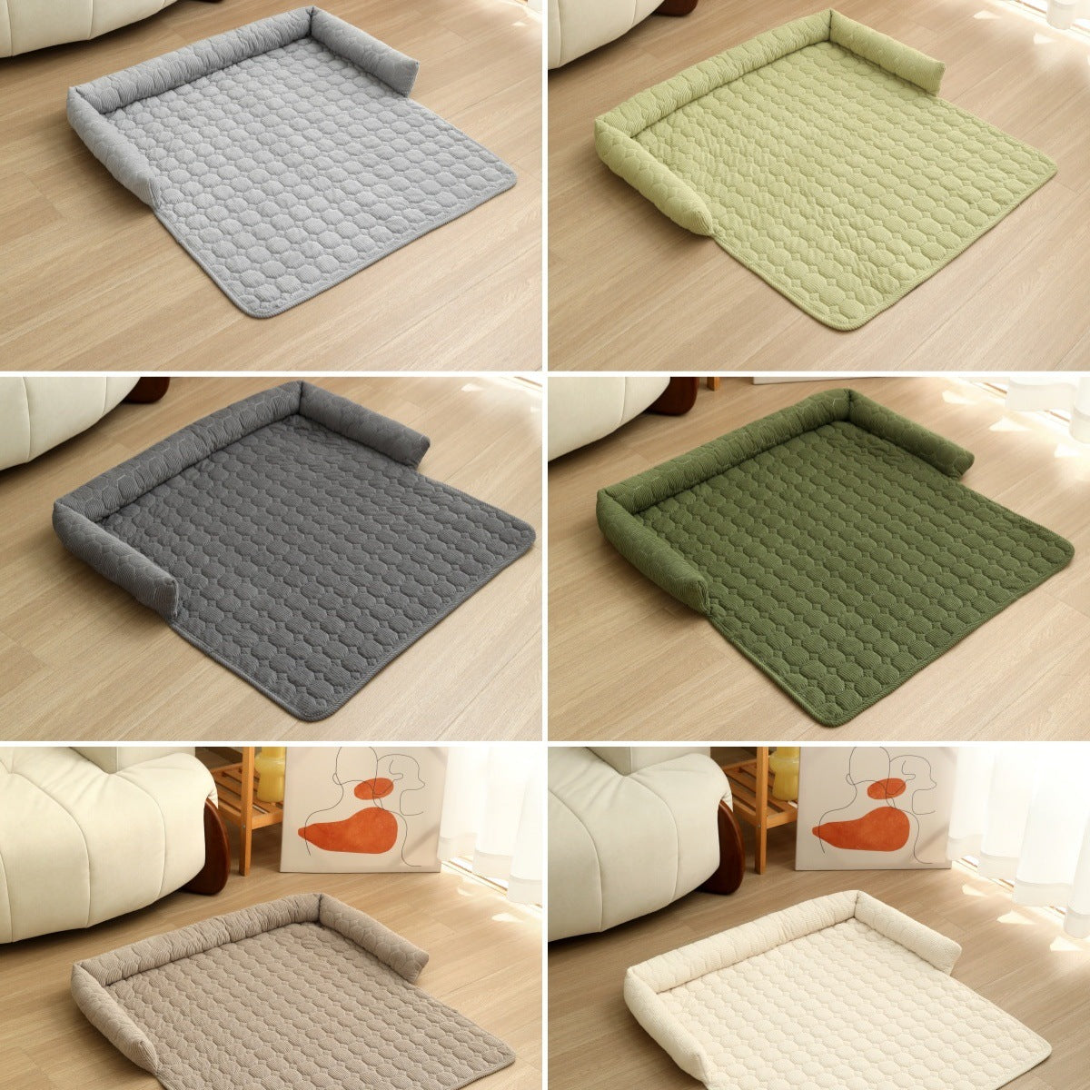 Corduroy pet sofa cushion for dogs and cats, photo from another angle