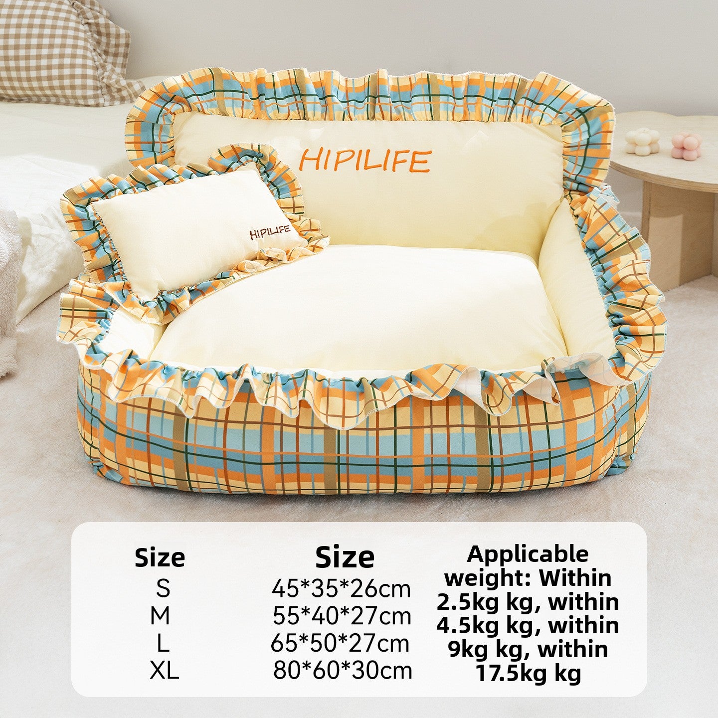 Detachable open pet bed with matching pillow in a cute print pattern, photo 29