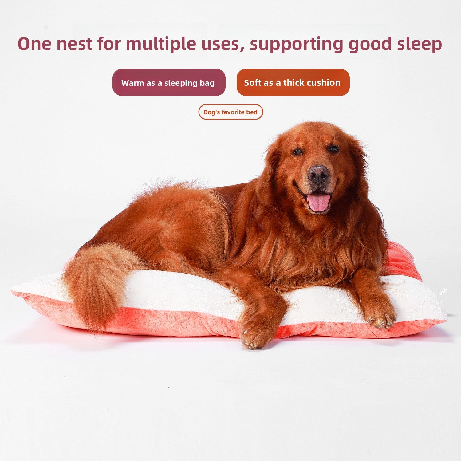 Pet sleeping bag nest with washable cover, close-up detail view